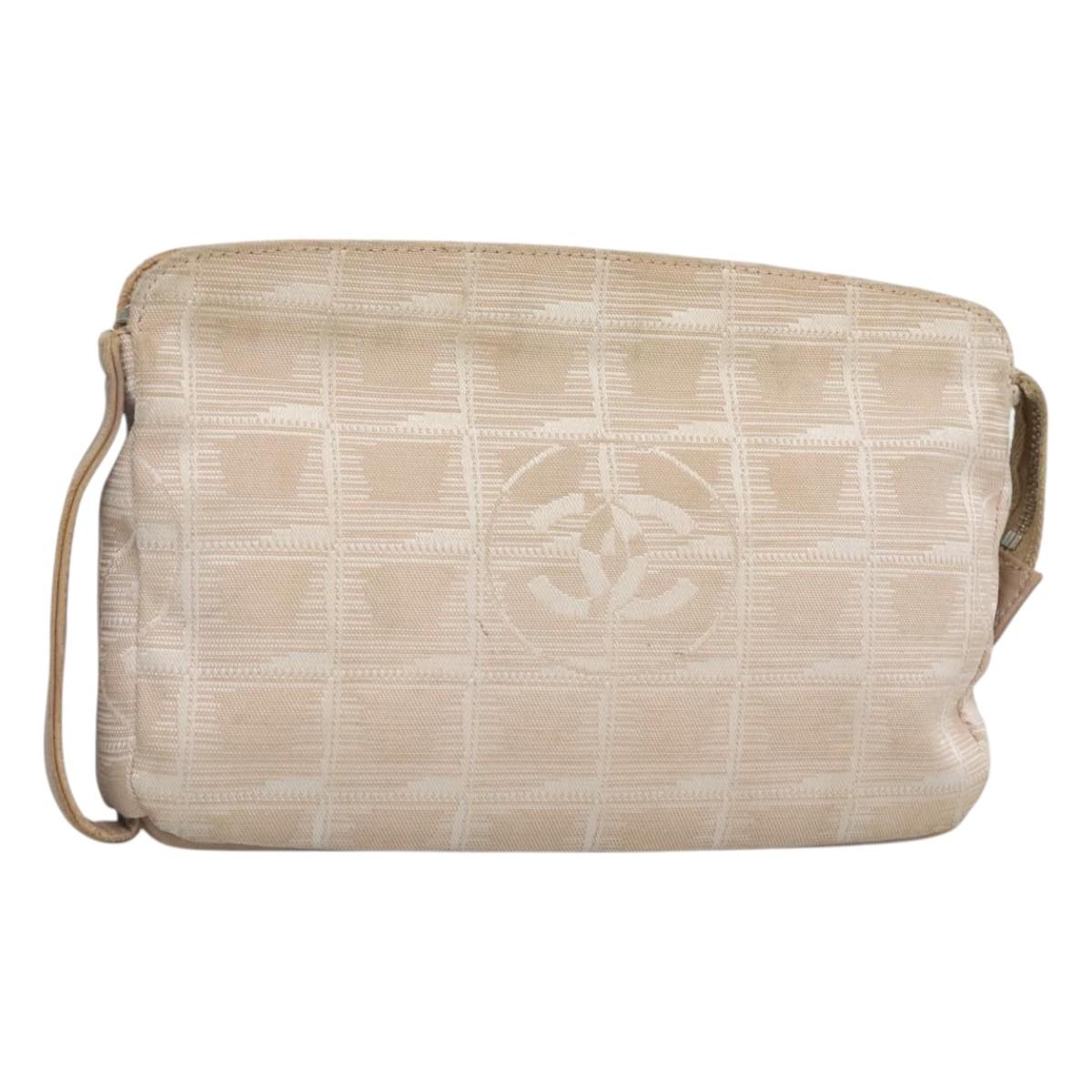 CHANEL New Travel line Pouch Nylon Pink CC Auth bs25855