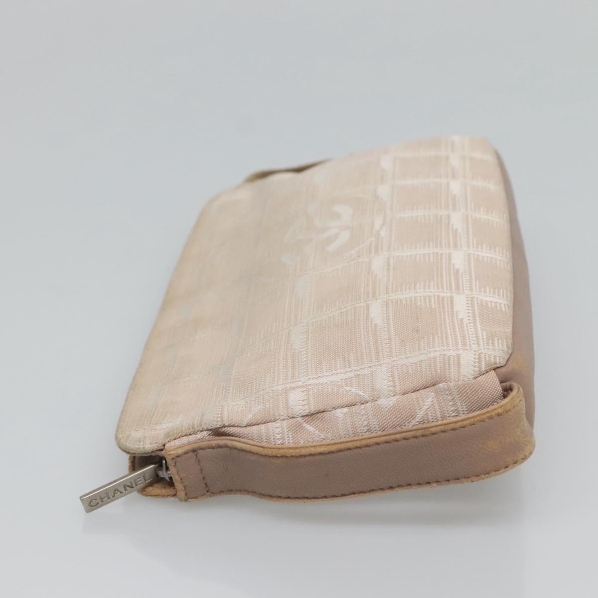 CHANEL New Travel line Pouch Nylon Pink CC Auth bs25855