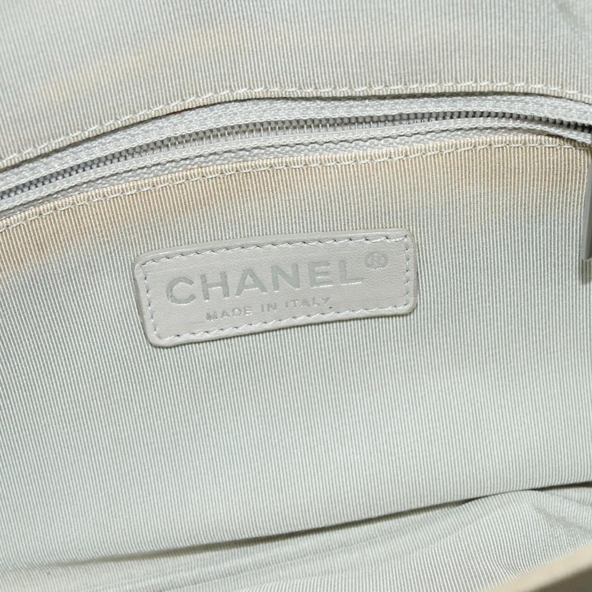 CHANEL Chain Shoulder Bag Nylon Gray CC Auth bs25857