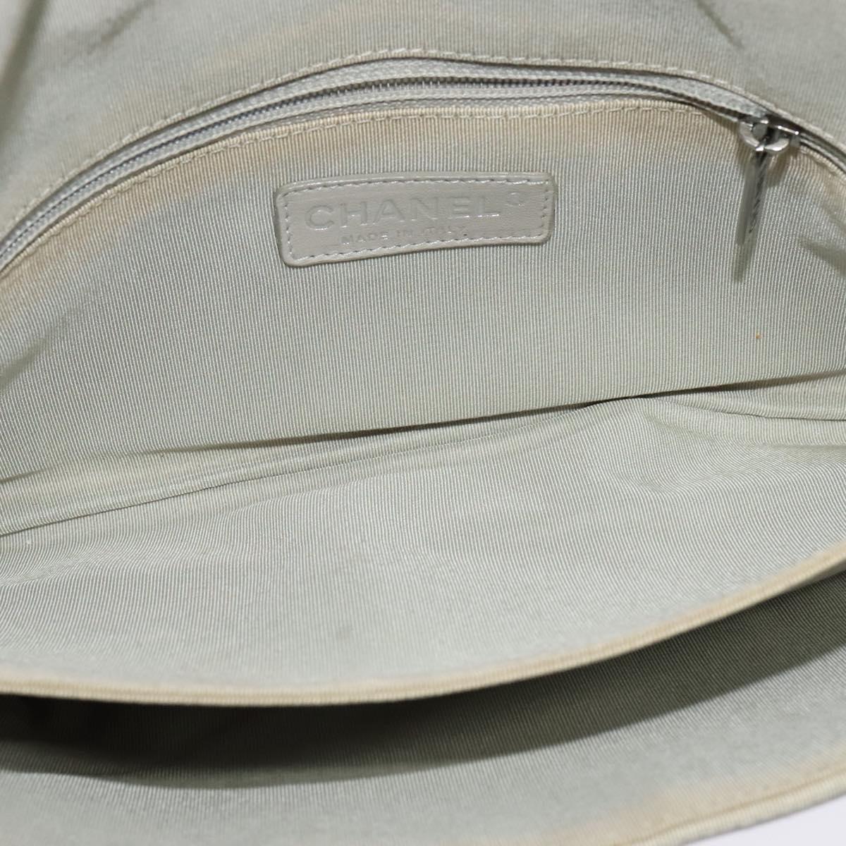 CHANEL Chain Shoulder Bag Nylon Gray CC Auth bs25857