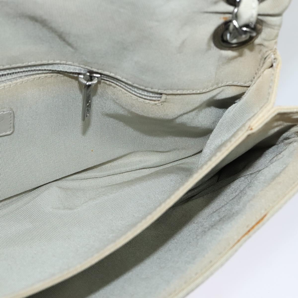 CHANEL Chain Shoulder Bag Nylon Gray CC Auth bs25857