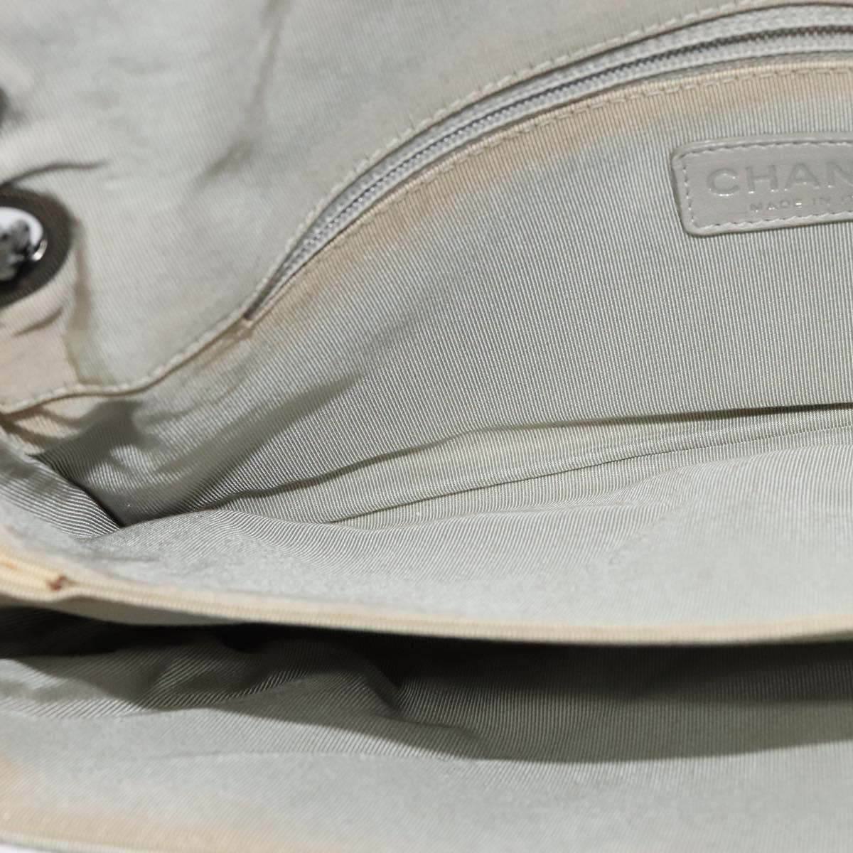 CHANEL Chain Shoulder Bag Nylon Gray CC Auth bs25857