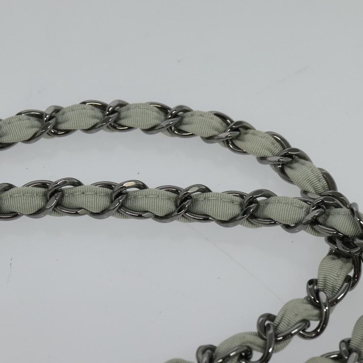 CHANEL Chain Shoulder Bag Nylon Gray CC Auth bs25857