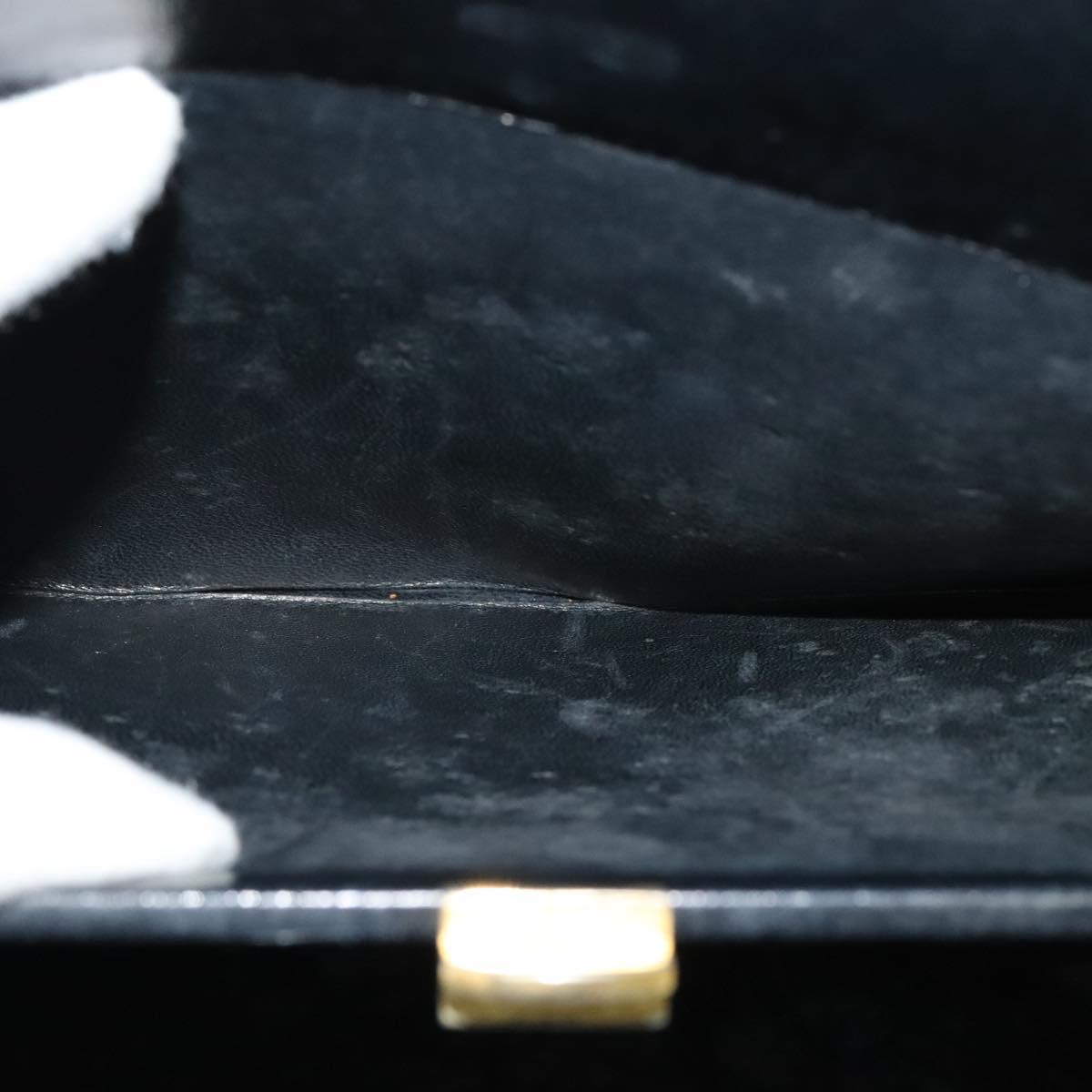 CHANEL Chain Hand Bag Leather Black Gold CC Auth bs25858