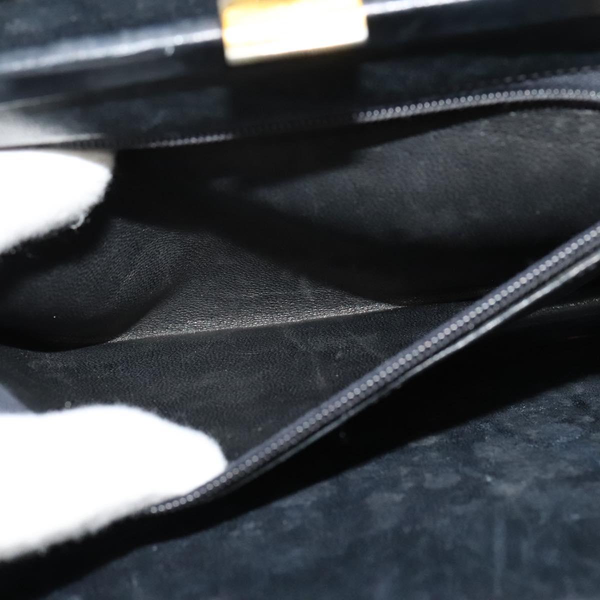 CHANEL Chain Hand Bag Leather Black Gold CC Auth bs25858