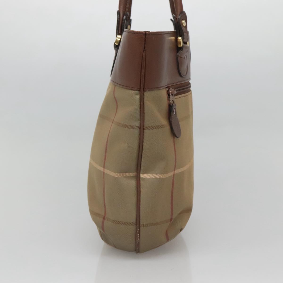 Burberrys Nova Check Shoulder Bag Canvas Beige Gold Auth bs25866