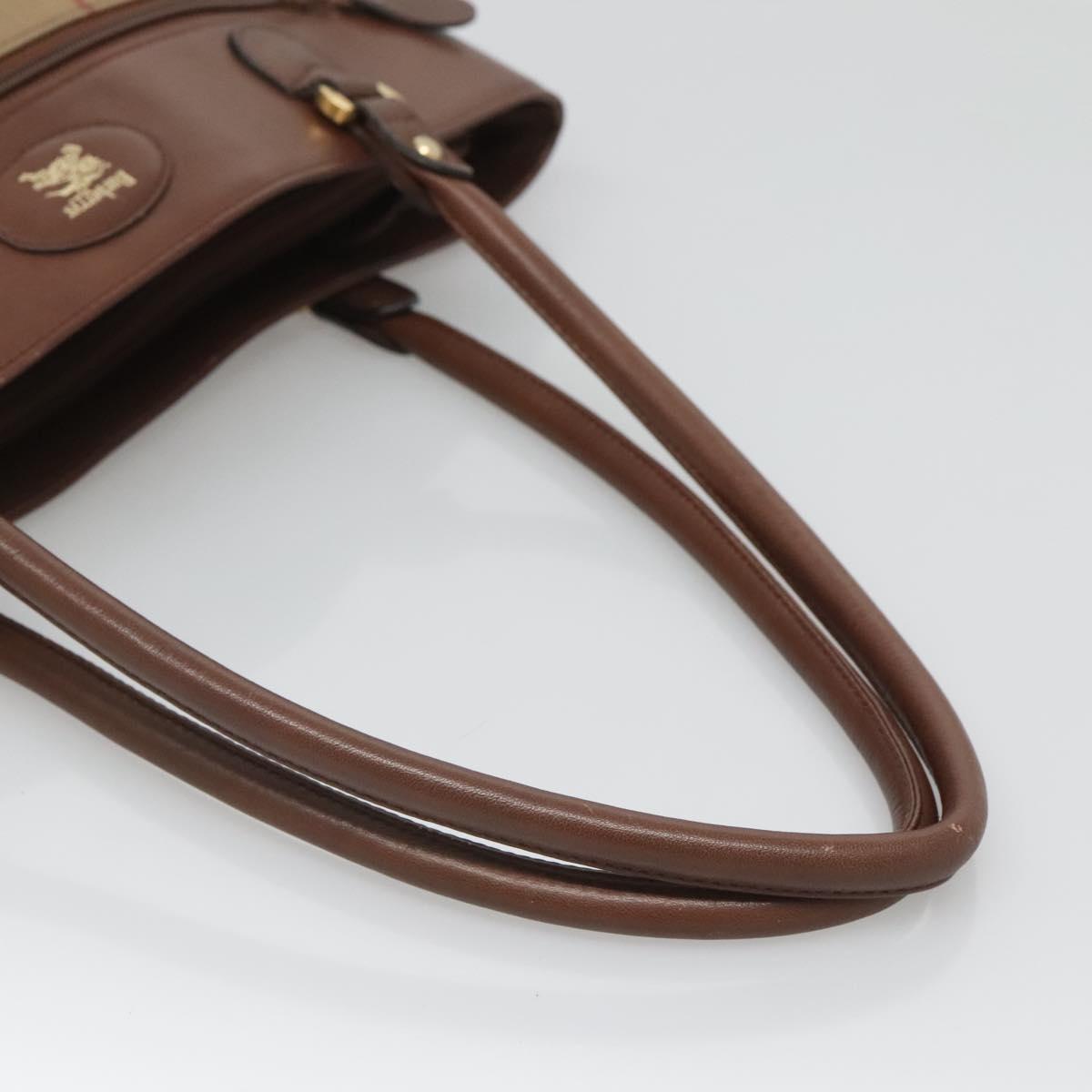 Burberrys Nova Check Shoulder Bag Canvas Beige Gold Auth bs25866