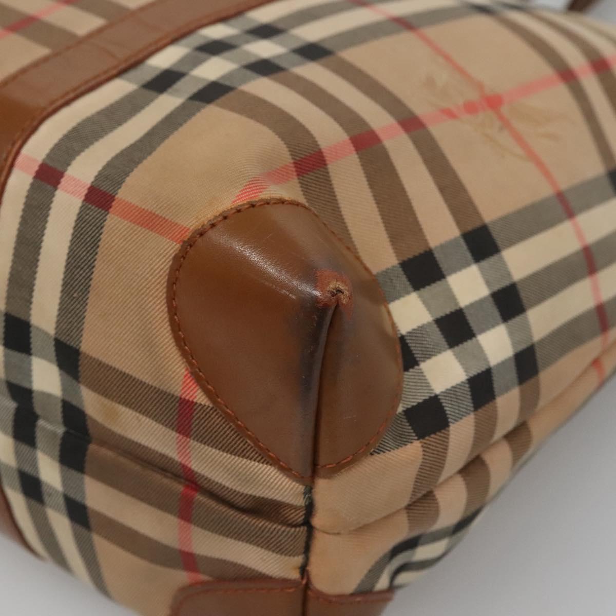 Burberrys Nova Check Shoulder Bag Canvas Beige Auth bs25867