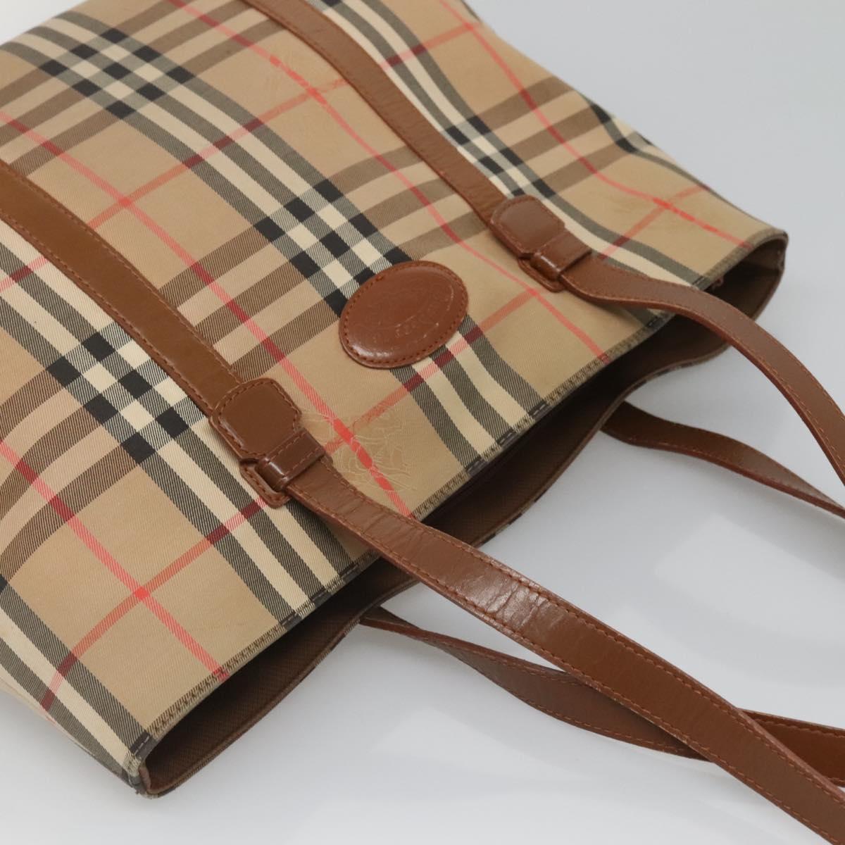 Burberrys Nova Check Shoulder Bag Canvas Beige Auth bs25867