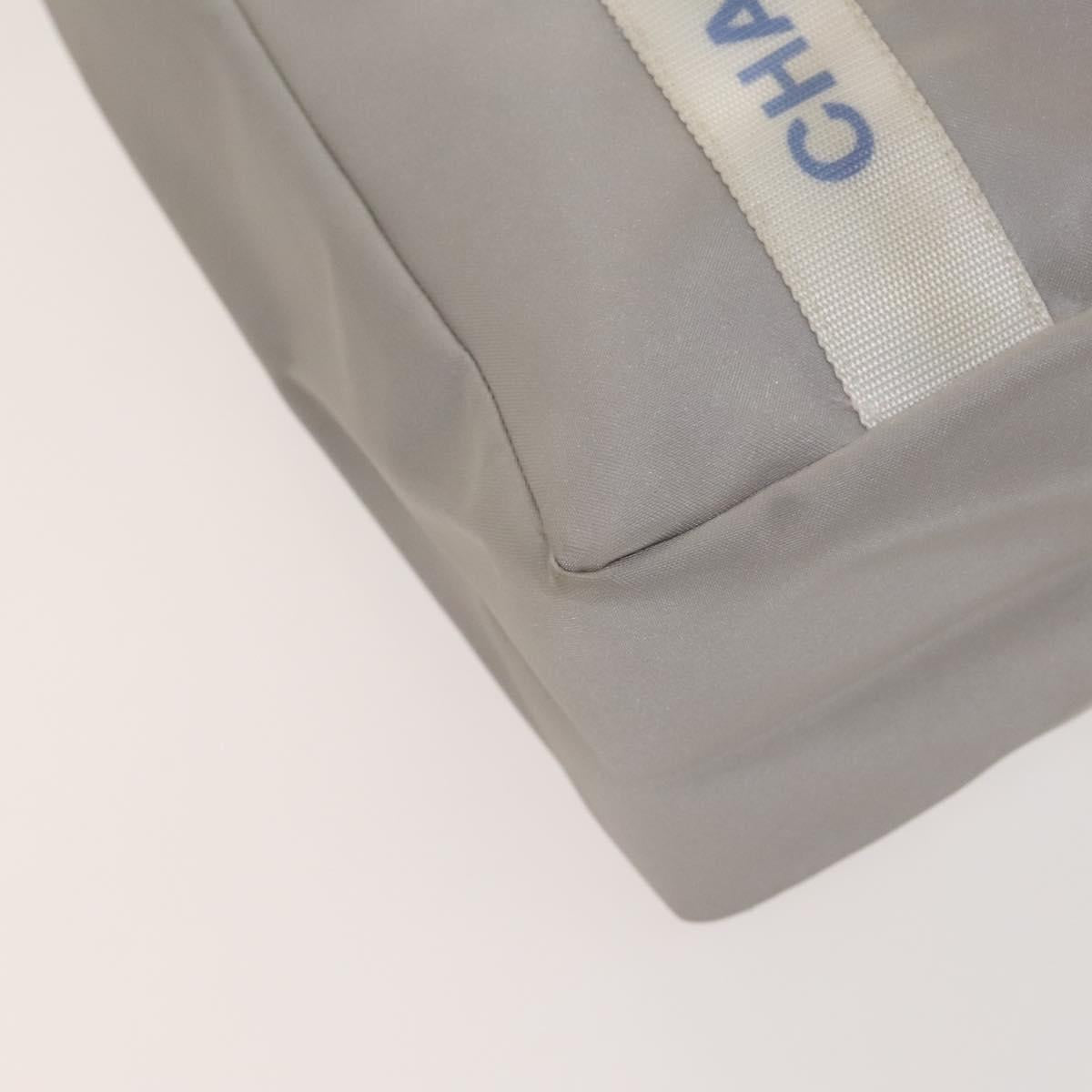 CHANEL Sports Line Tote Bag Nylon Gray Silver CC Auth bs25879