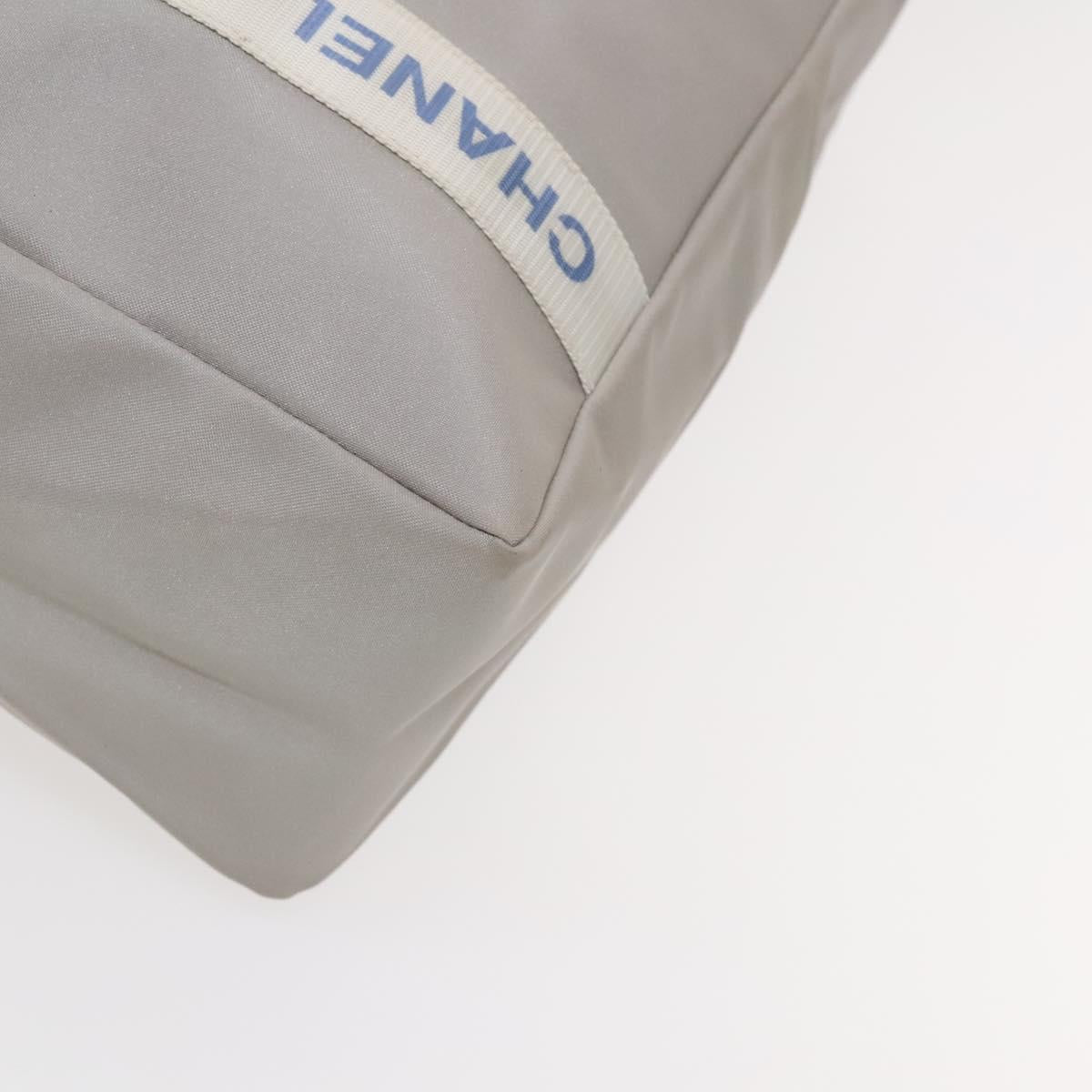 CHANEL Sports Line Tote Bag Nylon Gray Silver CC Auth bs25879