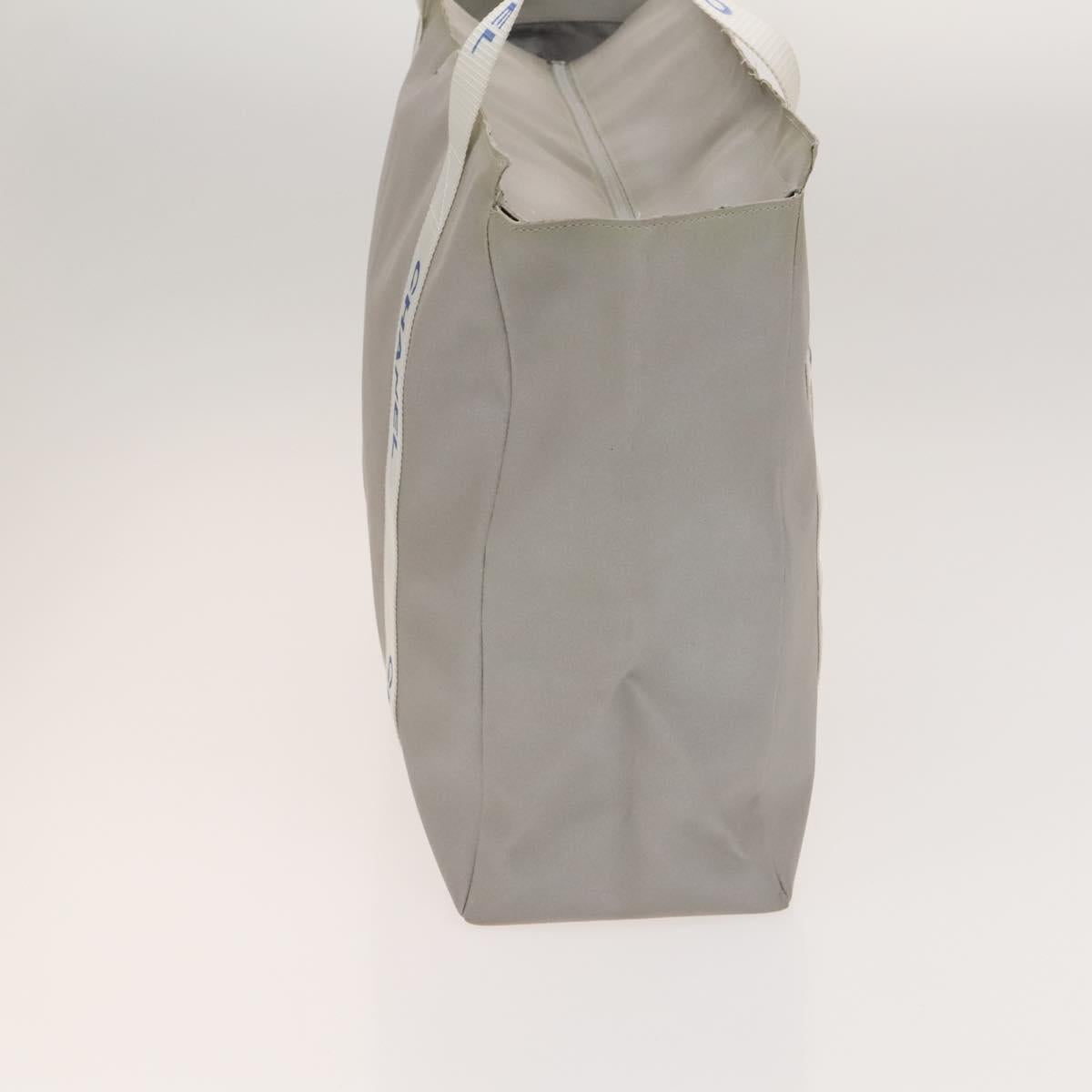 CHANEL Sports Line Tote Bag Nylon Gray Silver CC Auth bs25879