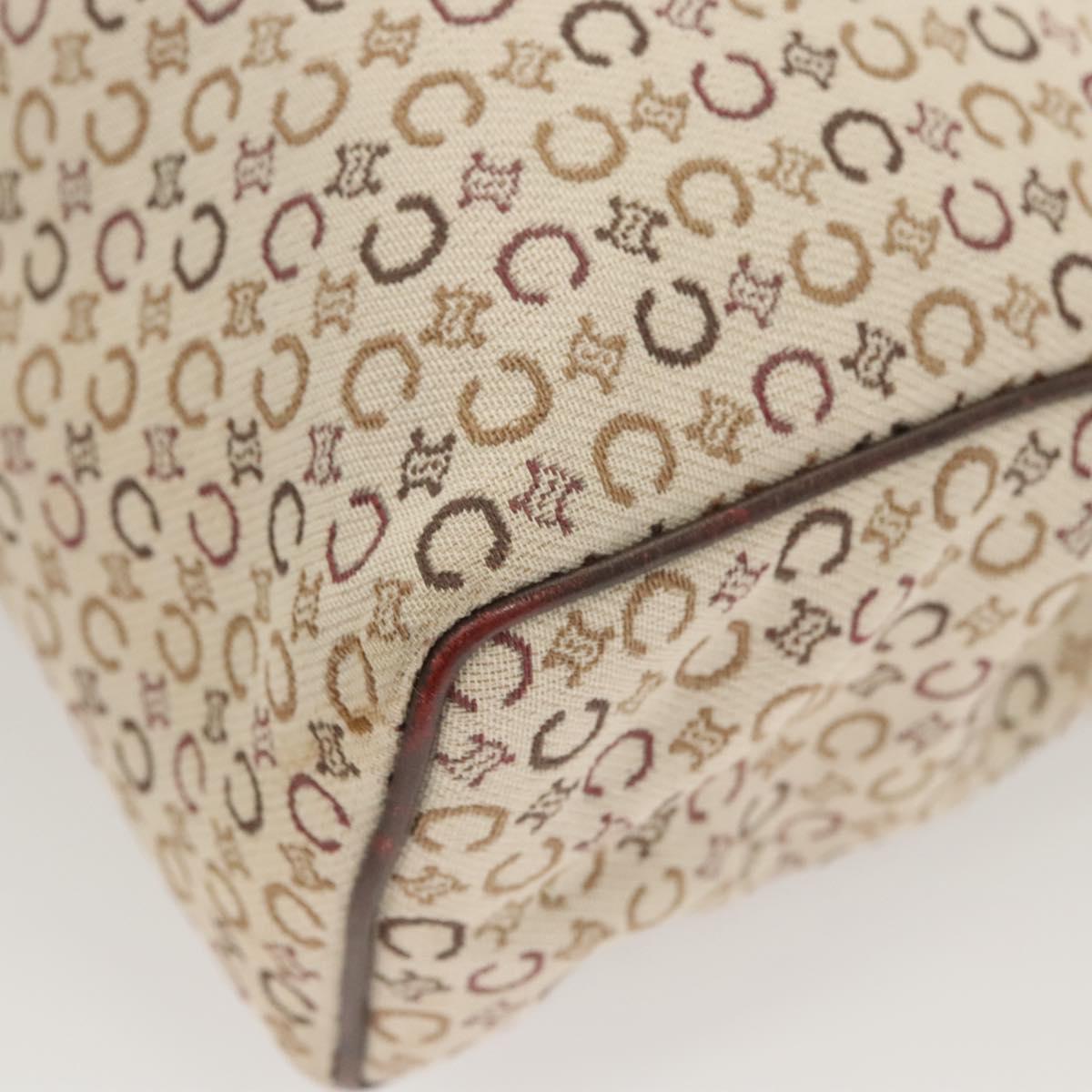 CELINE C Macadam Canvas Hand Bag Beige Gold Auth bs25881