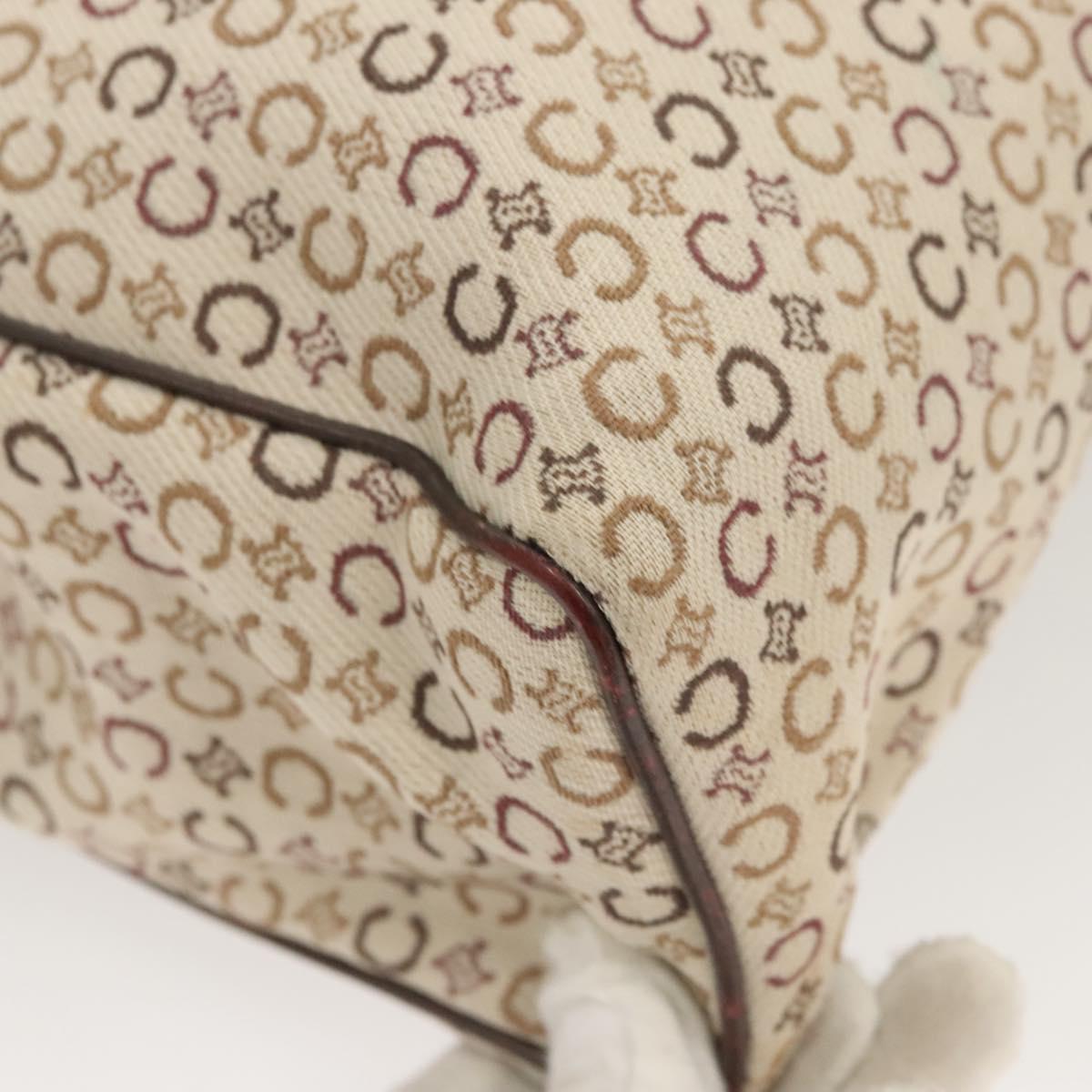 CELINE C Macadam Canvas Hand Bag Beige Gold Auth bs25881