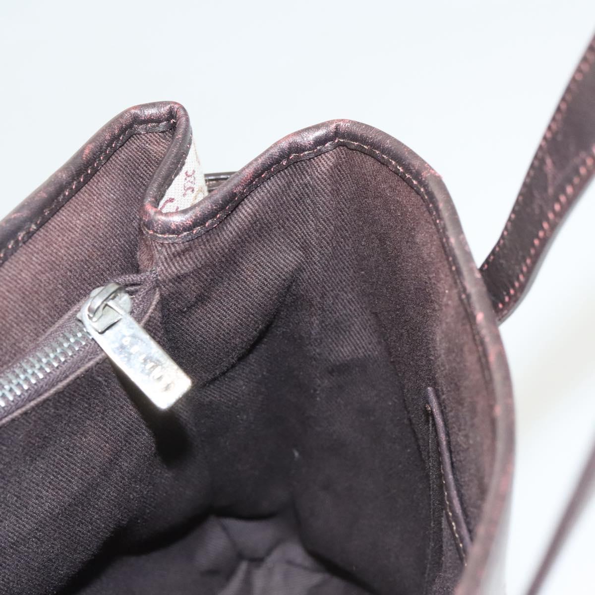 CELINE C Macadam Canvas Hand Bag Beige Gold Auth bs25881