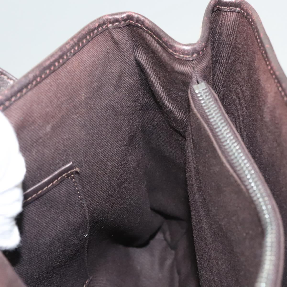 CELINE C Macadam Canvas Hand Bag Beige Gold Auth bs25881