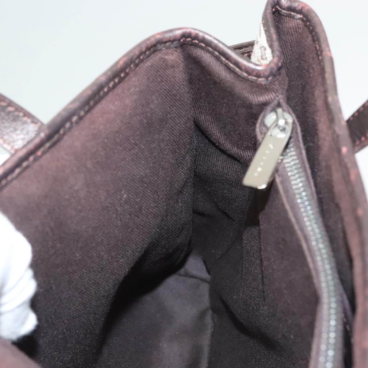 CELINE C Macadam Canvas Hand Bag Beige Gold Auth bs25881