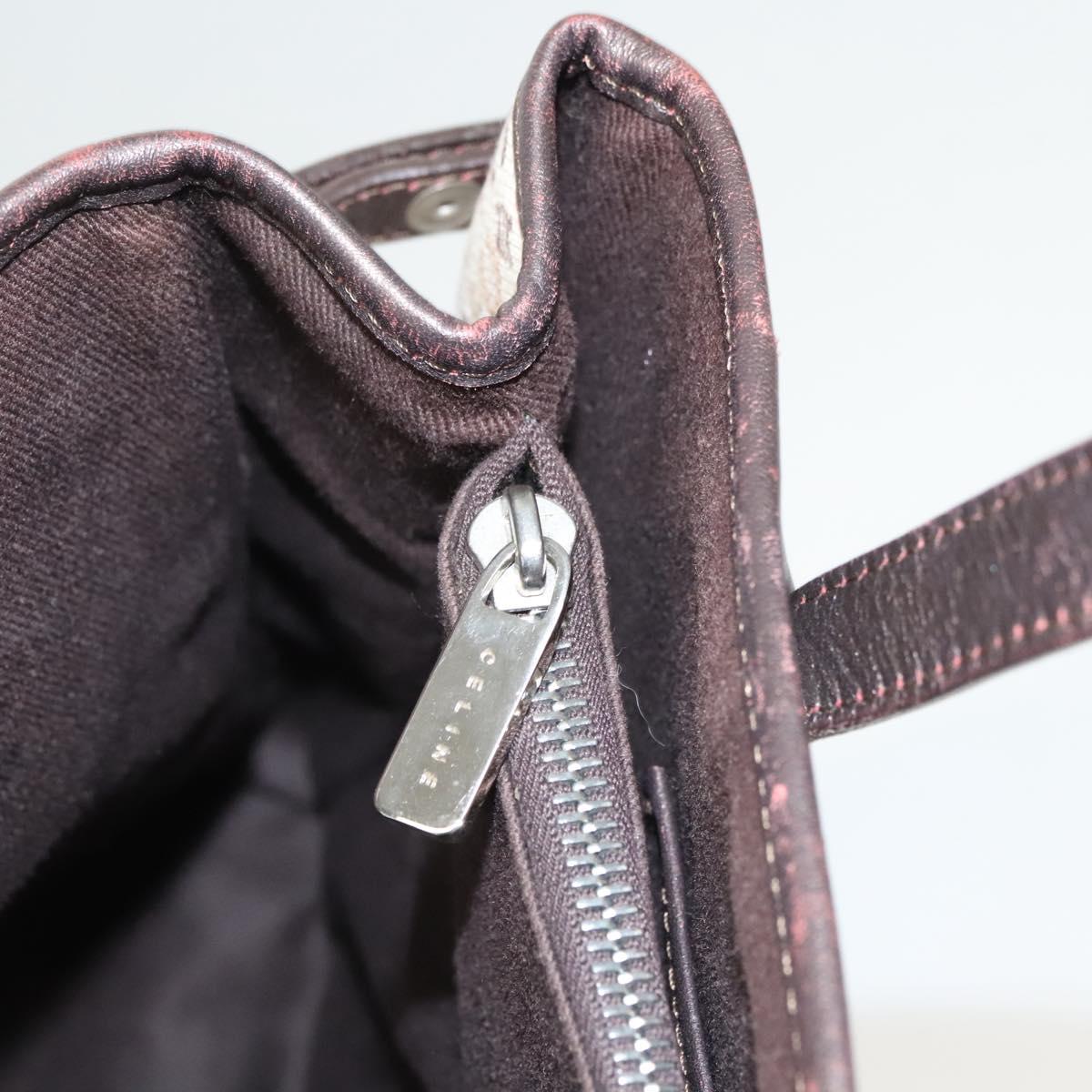 CELINE C Macadam Canvas Hand Bag Beige Gold Auth bs25881