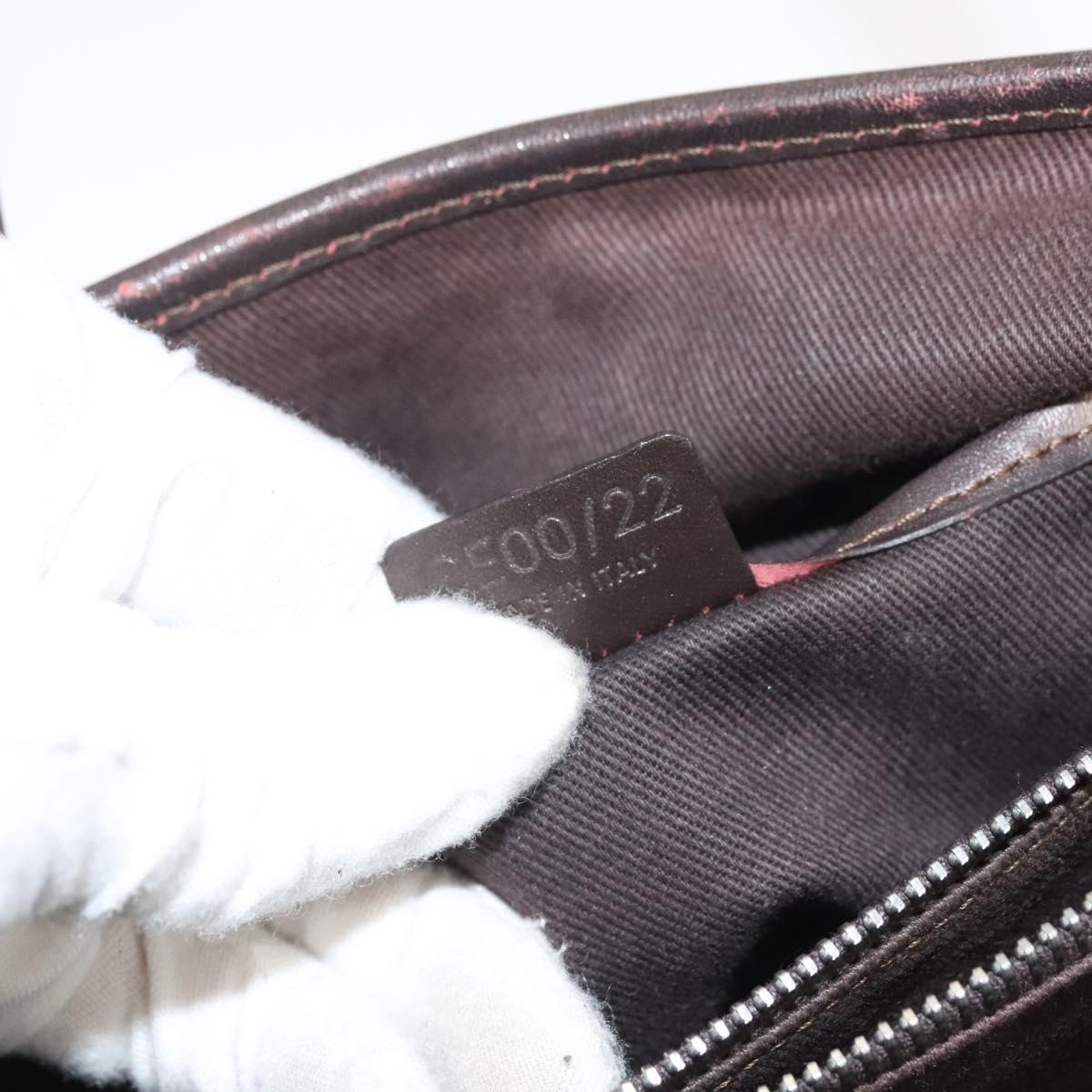 CELINE C Macadam Canvas Hand Bag Beige Gold Auth bs25881