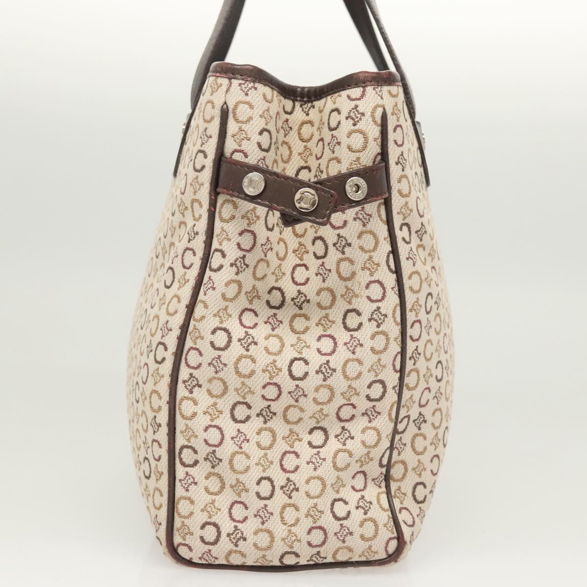 CELINE C Macadam Canvas Hand Bag Beige Gold Auth bs25881
