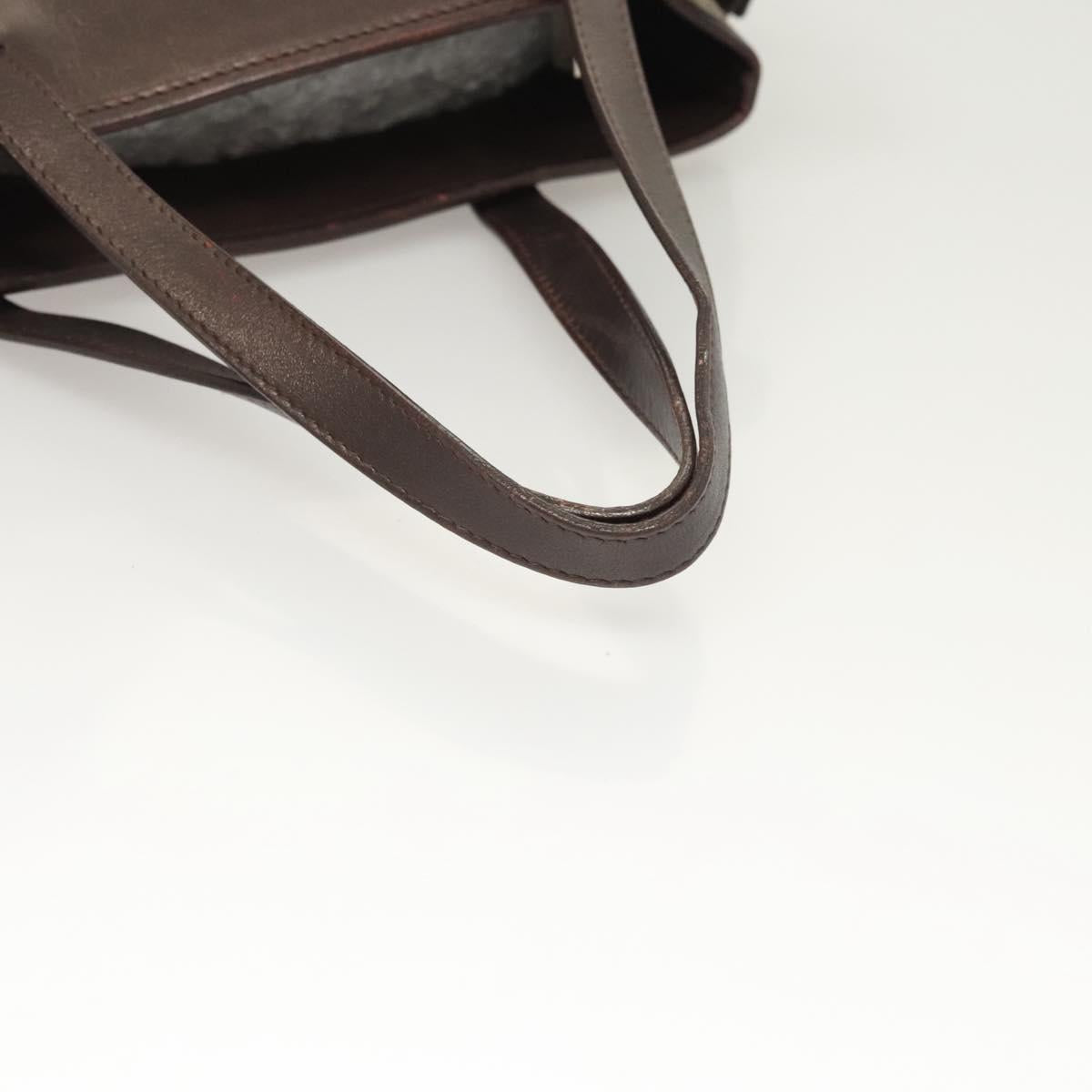 CELINE C Macadam Canvas Hand Bag Beige Gold Auth bs25881