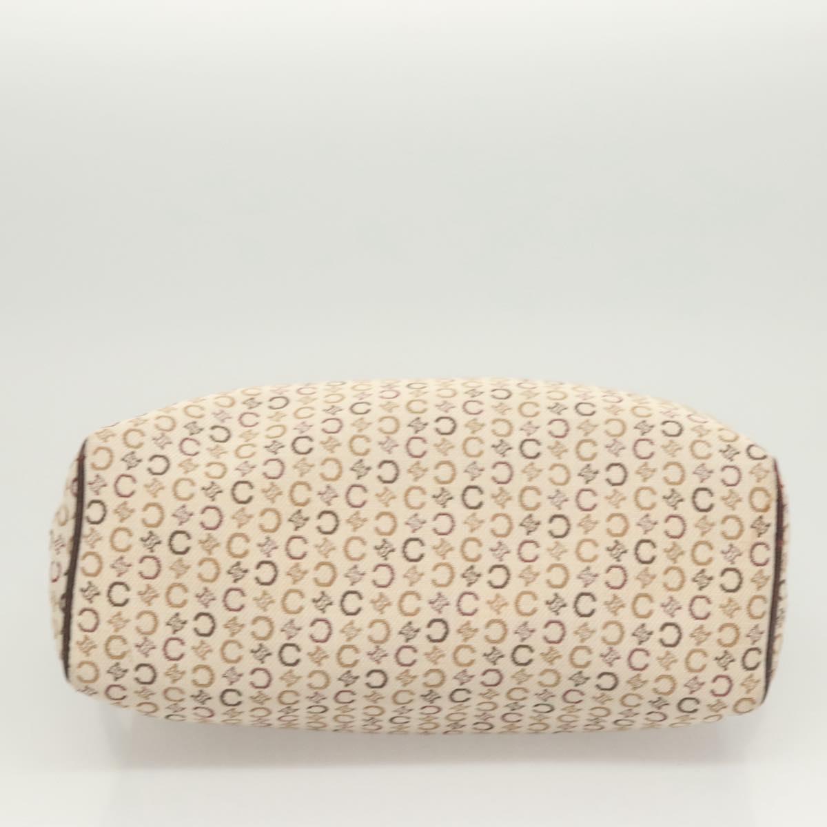 CELINE C Macadam Canvas Hand Bag Beige Gold Auth bs25881