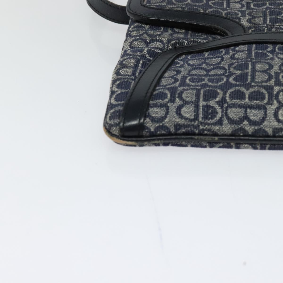 BALENCIAGA BB Shoulder Bag Canvas Navy Gold Auth bs25889