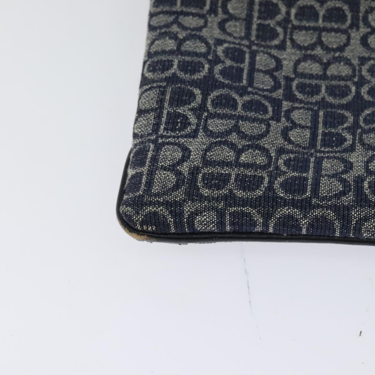 BALENCIAGA BB Shoulder Bag Canvas Navy Gold Auth bs25889