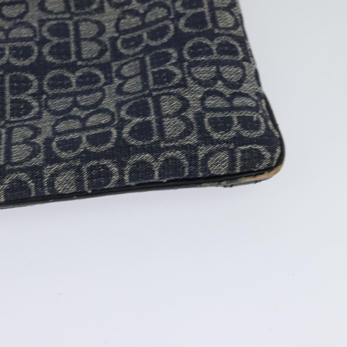 BALENCIAGA BB Shoulder Bag Canvas Navy Gold Auth bs25889