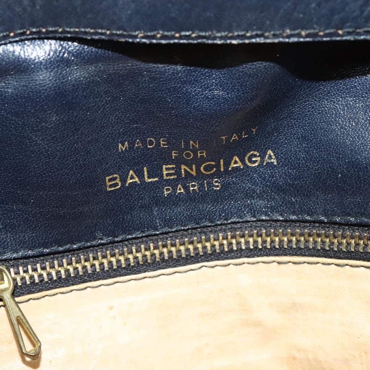 BALENCIAGA BB Shoulder Bag Canvas Navy Gold Auth bs25889