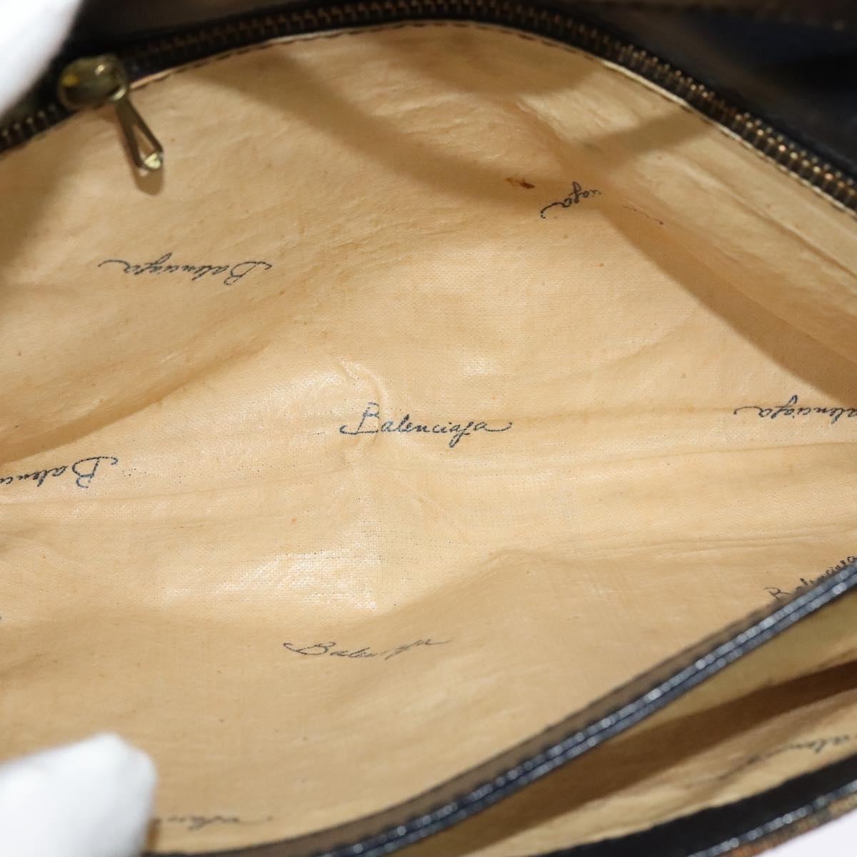 BALENCIAGA BB Shoulder Bag Canvas Navy Gold Auth bs25889