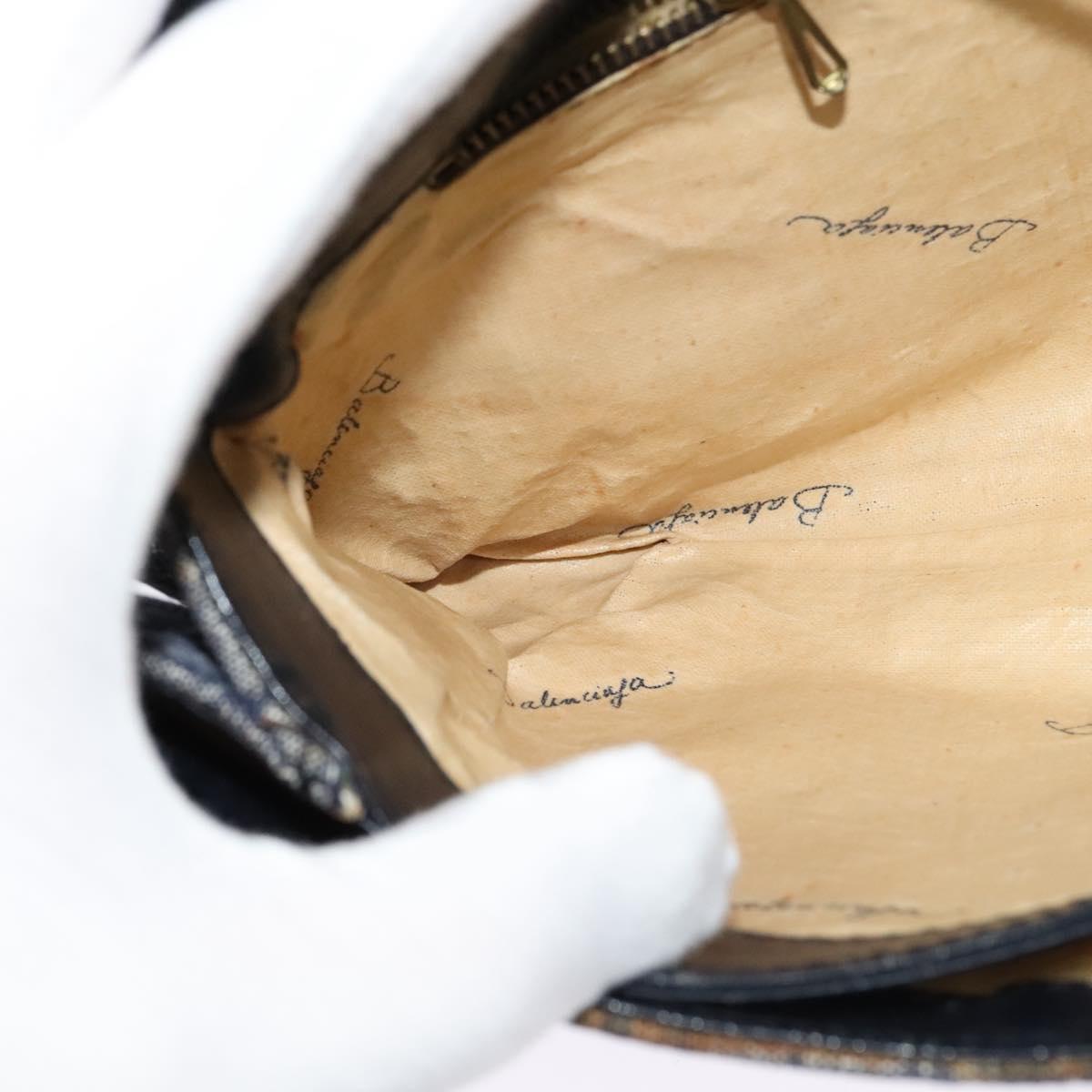 BALENCIAGA BB Shoulder Bag Canvas Navy Gold Auth bs25889