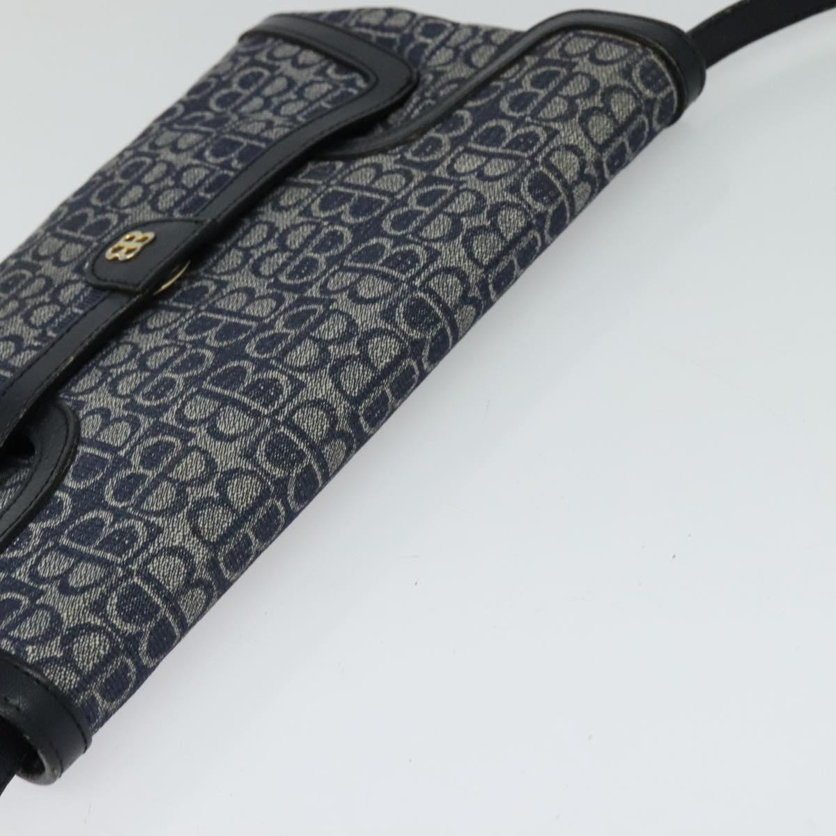 BALENCIAGA BB Shoulder Bag Canvas Navy Gold Auth bs25889