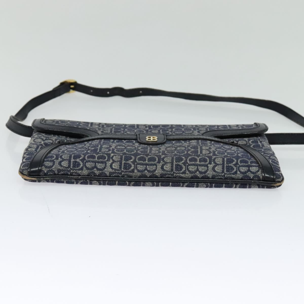 BALENCIAGA BB Shoulder Bag Canvas Navy Gold Auth bs25889