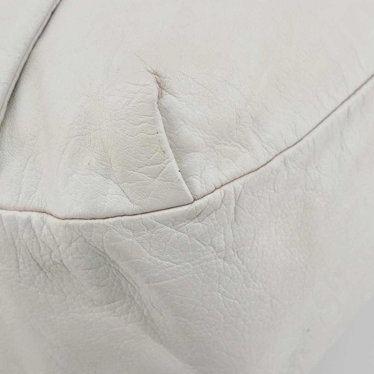LOEWE Shoulder Bag Leather White Gold Auth bs25892