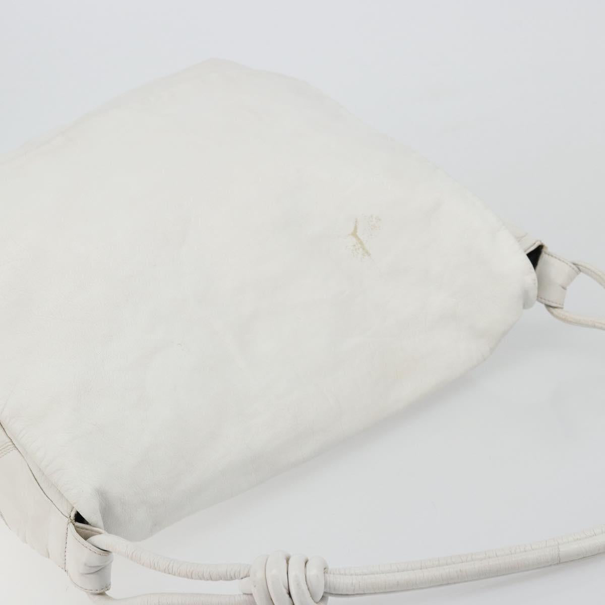 LOEWE Shoulder Bag Leather White Gold Auth bs25892