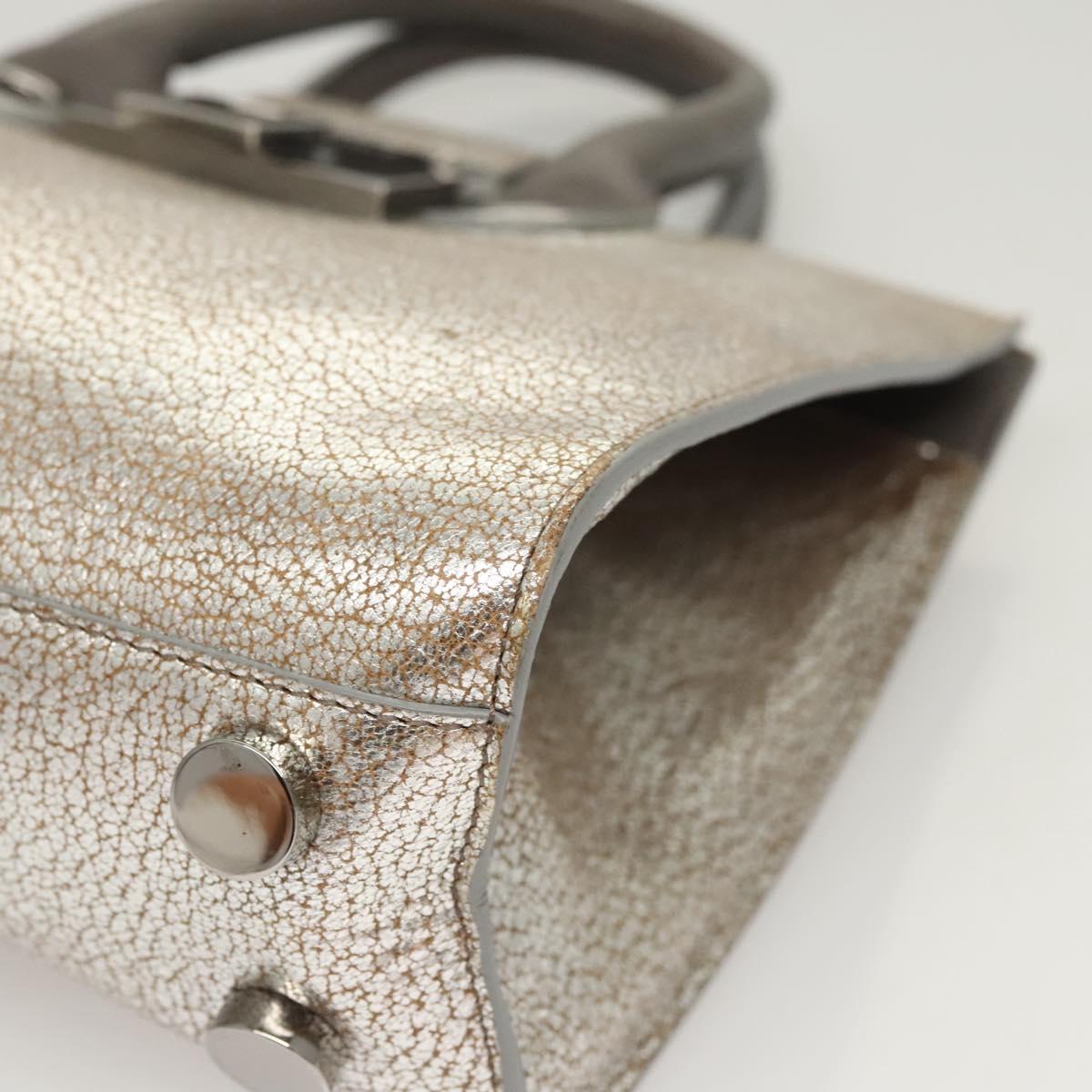 Jimmy Choo Hand Bag Leather 2way Silver Auth bs25894