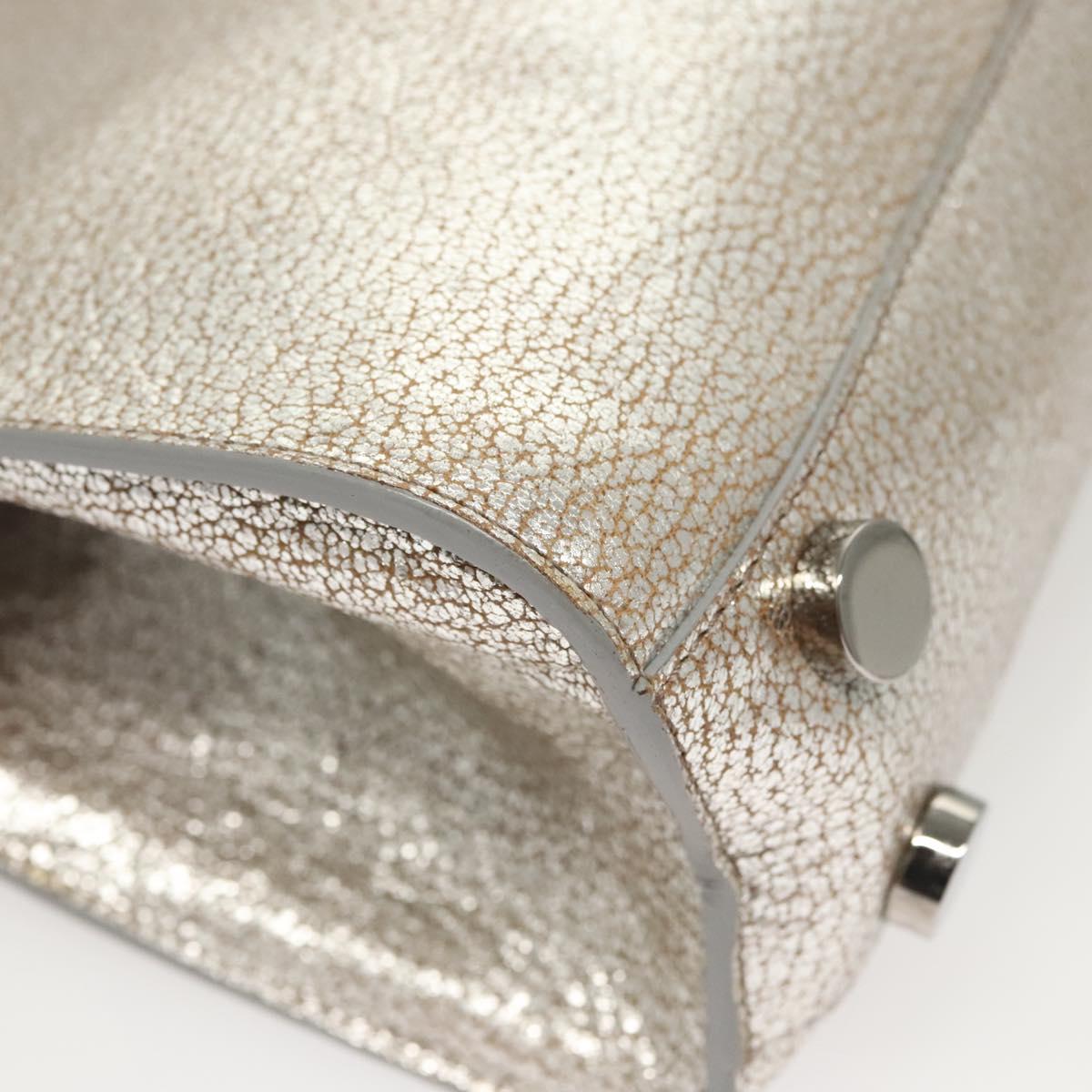 Jimmy Choo Hand Bag Leather 2way Silver Auth bs25894