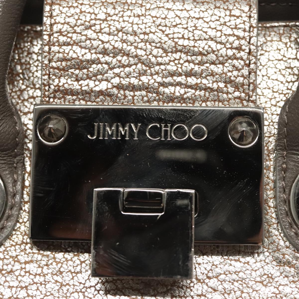 Jimmy Choo Hand Bag Leather 2way Silver Auth bs25894