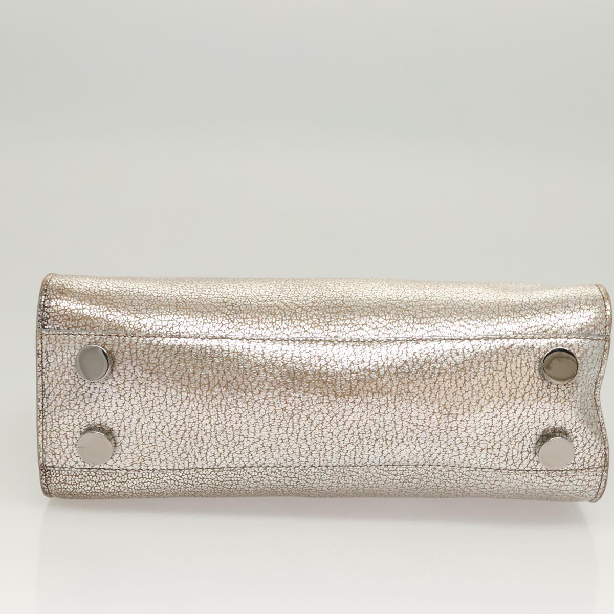 Jimmy Choo Hand Bag Leather 2way Silver Auth bs25894