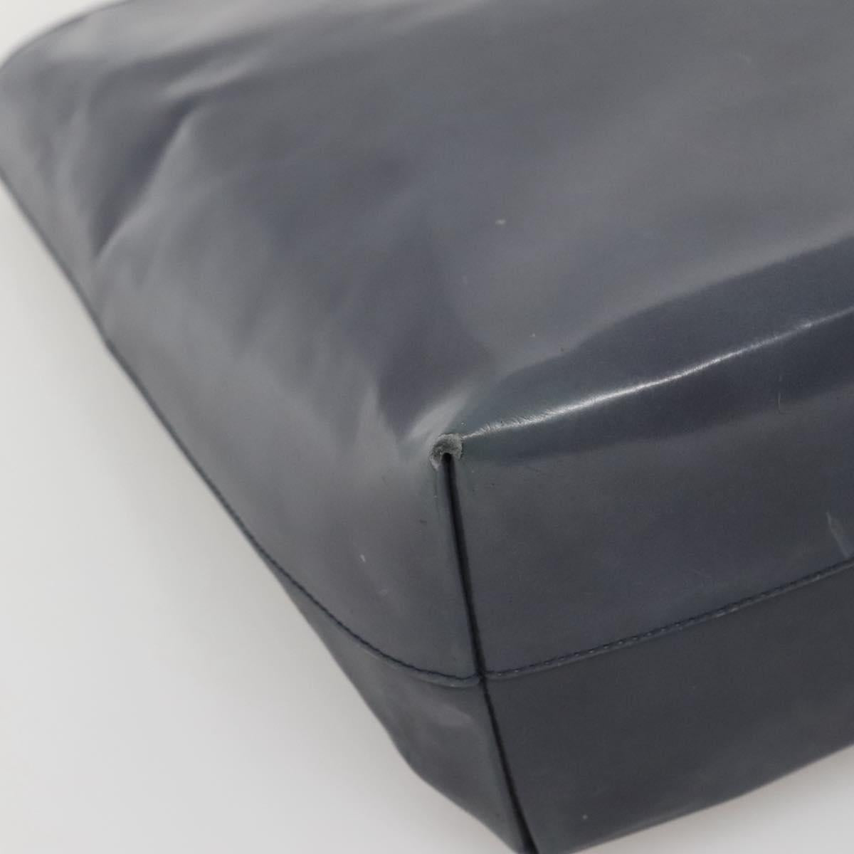 PRADA Hand Bag Enamel Navy Silver Auth bs25904