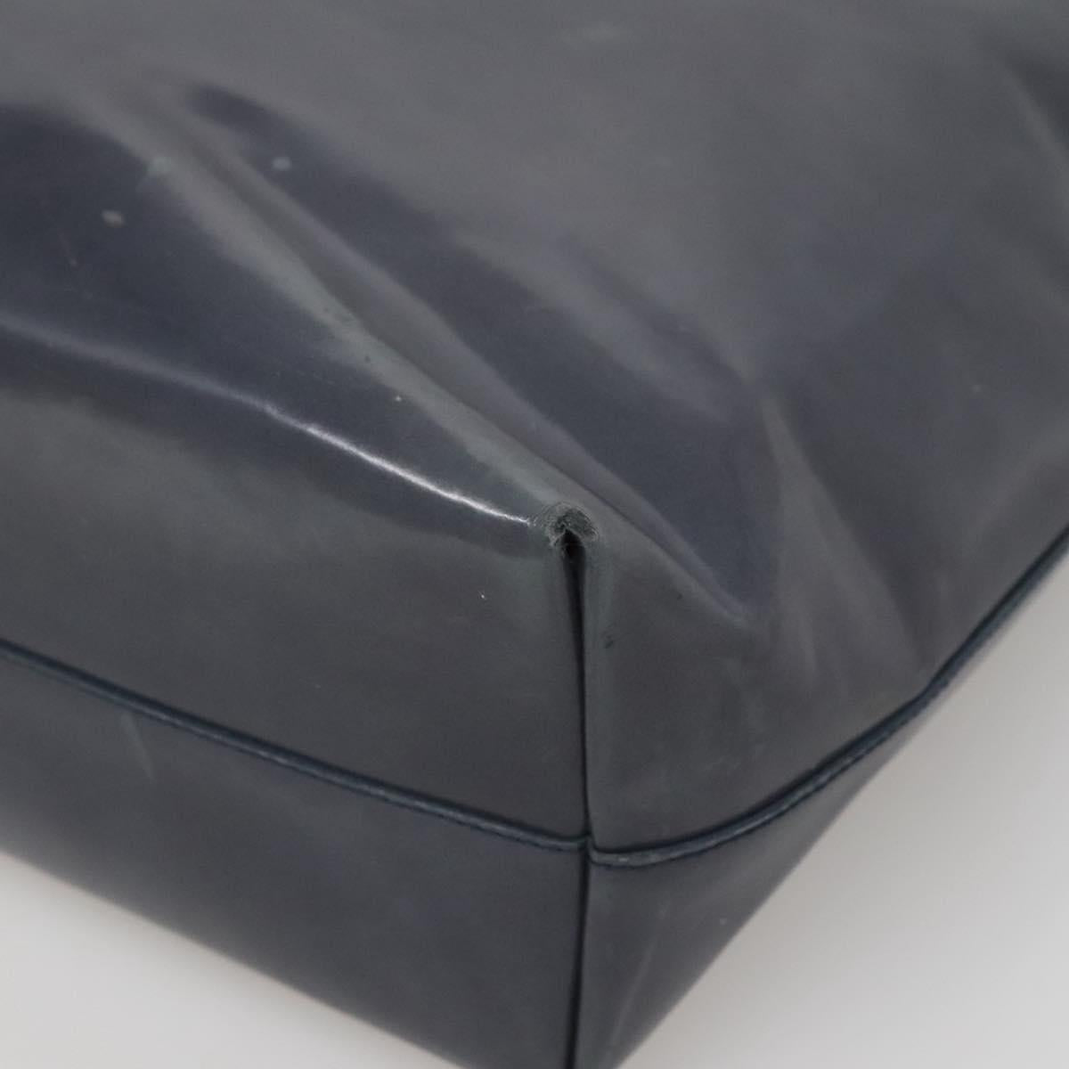 PRADA Hand Bag Enamel Navy Silver Auth bs25904