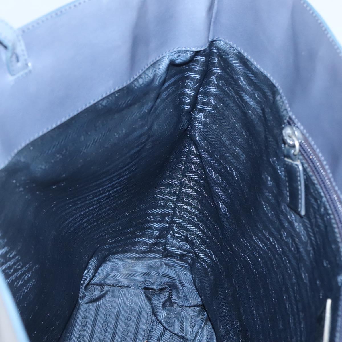 PRADA Hand Bag Enamel Navy Silver Auth bs25904