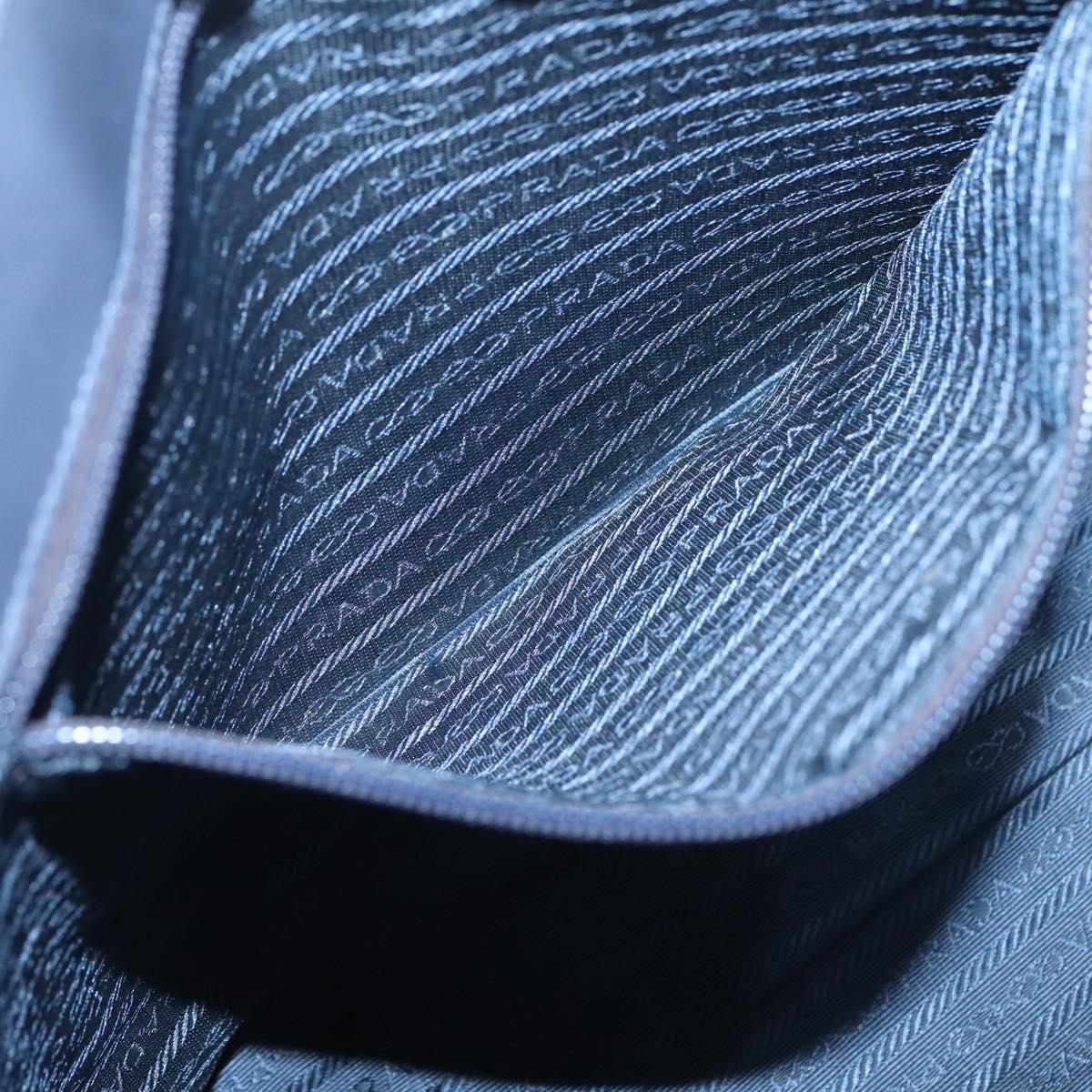 PRADA Hand Bag Enamel Navy Silver Auth bs25904