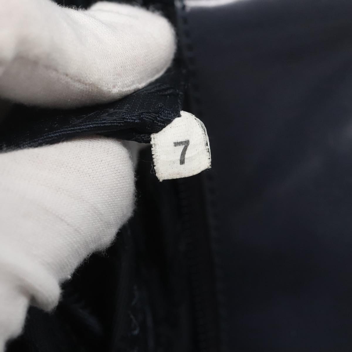 PRADA Hand Bag Enamel Navy Silver Auth bs25904