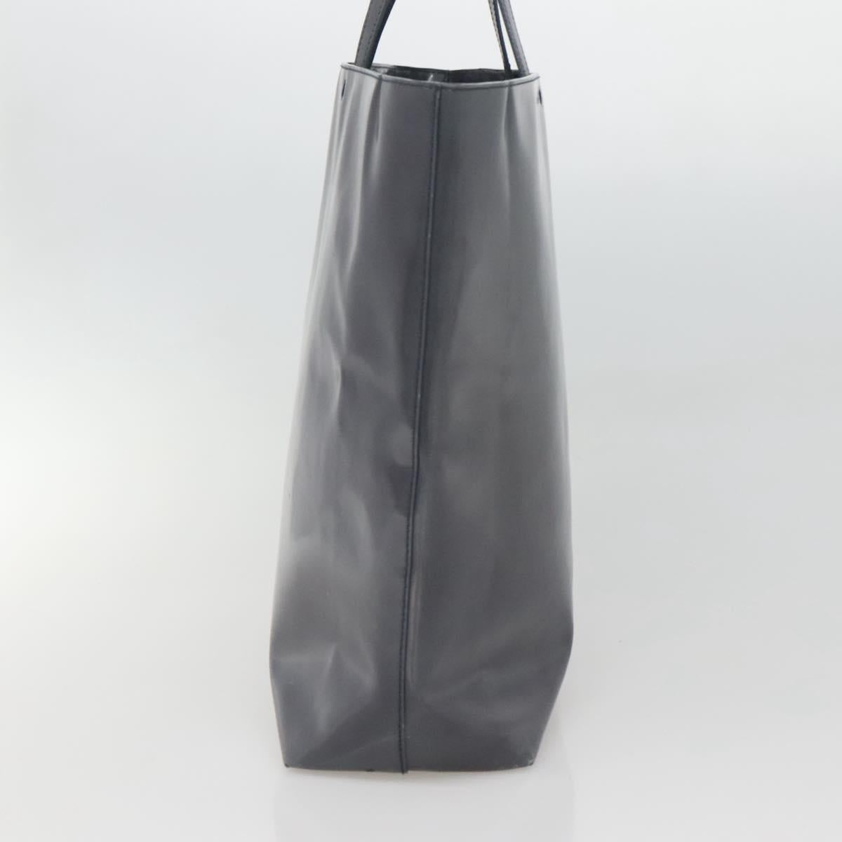 PRADA Hand Bag Enamel Navy Silver Auth bs25904