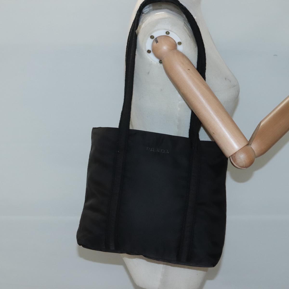 PRADA Shoulder Bag Nylon Black Silver Auth bs25905