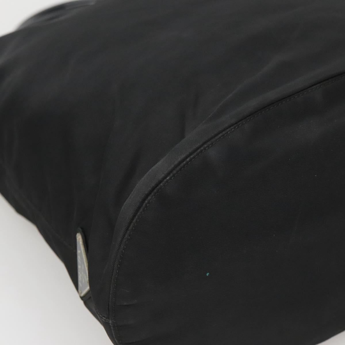 PRADA Hand Bag Nylon plastic Black Silver Auth bs25906