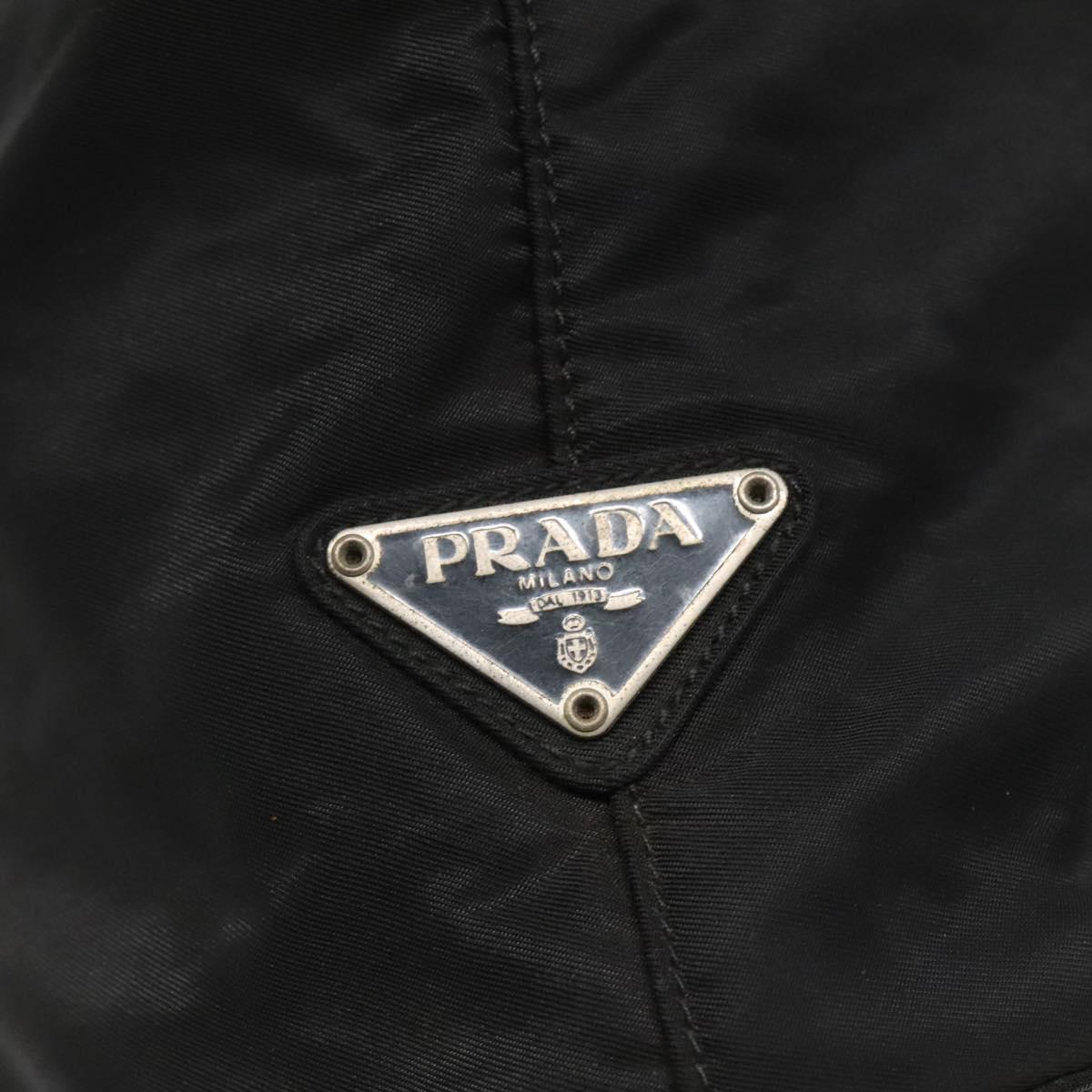 PRADA Hand Bag Nylon plastic Black Silver Auth bs25906