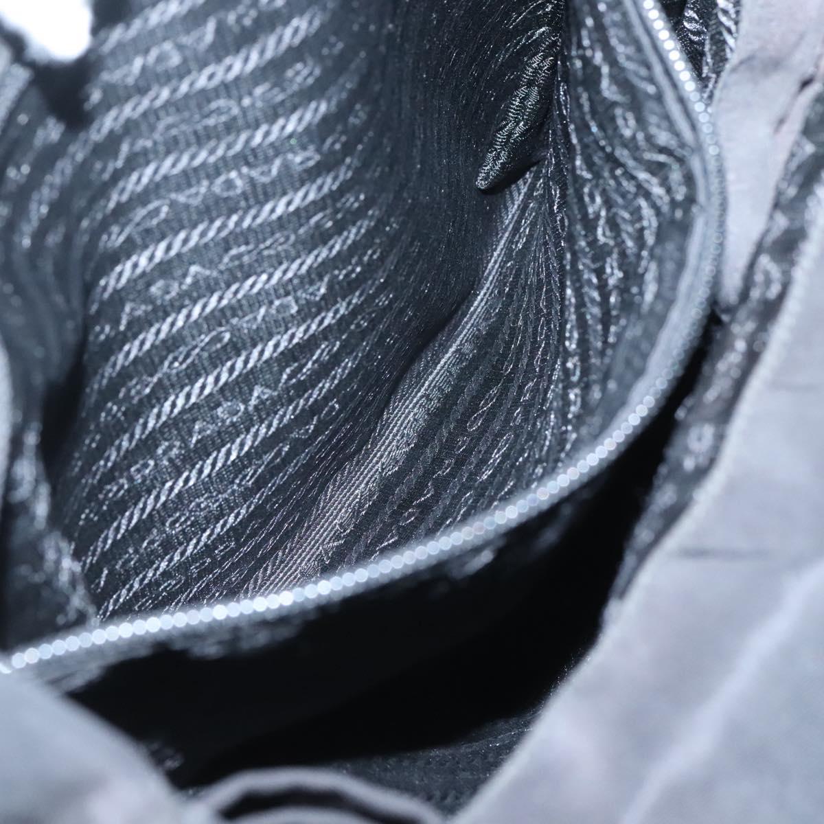 PRADA Hand Bag Nylon plastic Black Silver Auth bs25906